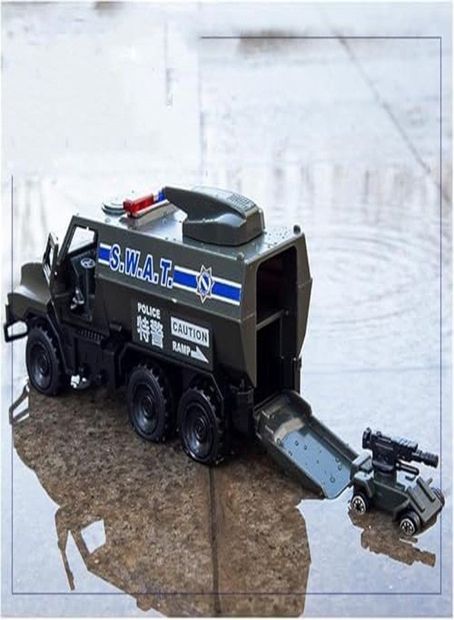 Oupstrive 1:32 Militaray Truck Metal Toy Car Model Pull Back Vehicles Model Car with Sound and Light for Kids Friction Power Toy Trucks Perfect for 3+ Years Old Boys and Girls (Militaray Truck) - Image 2